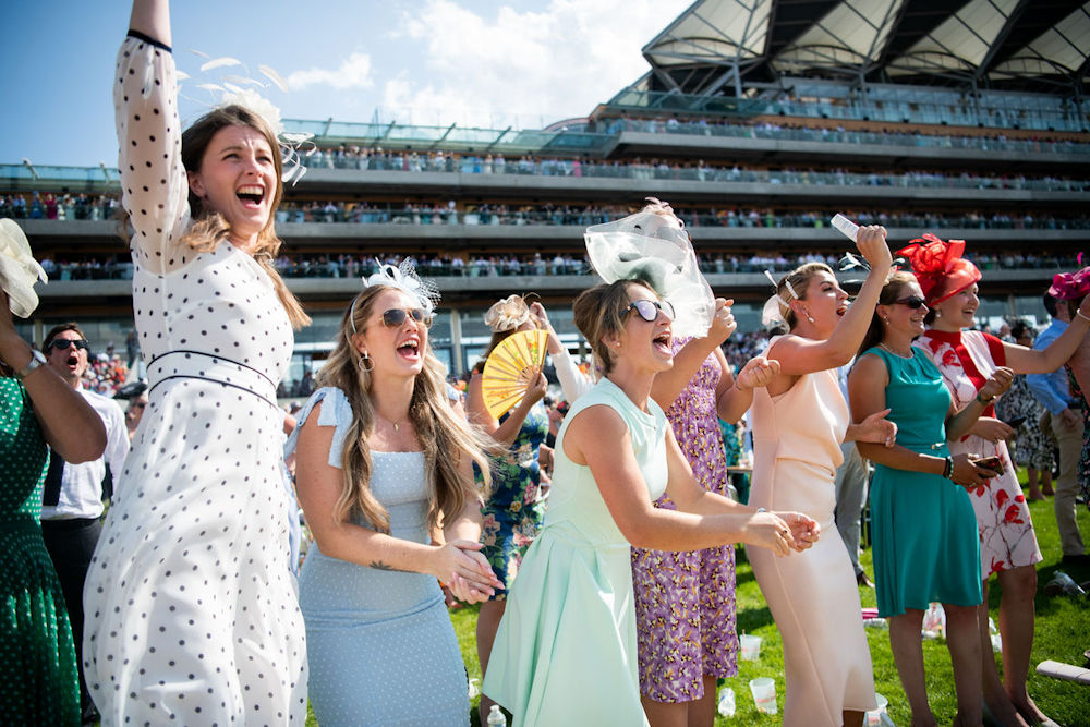 Woman cheering at Royal Ascot